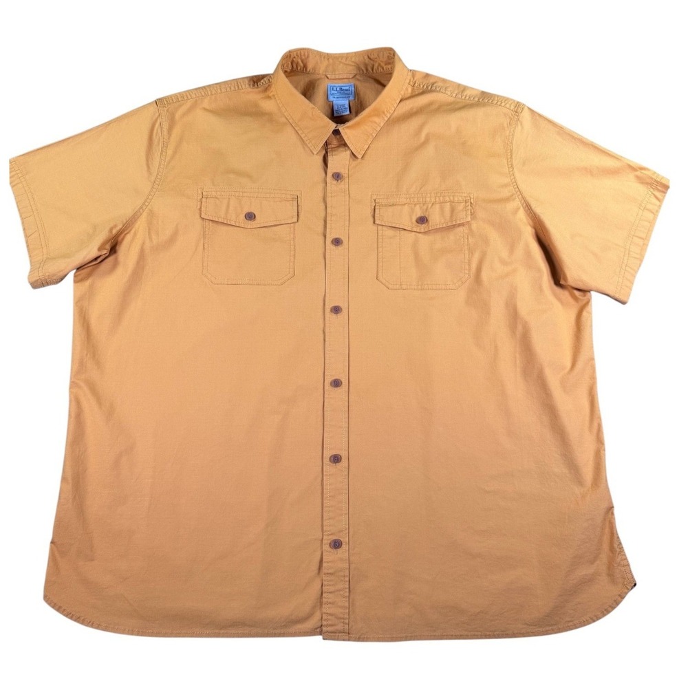 L.L.Bean Riverton Ripstop Shirt Mens XXXL Orange Short Sleeve Traditional Fit